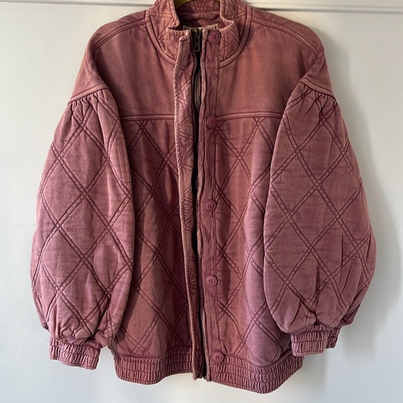 Free People Juno Quilted Oversized Slouchy Bomber Jacket Size Small NWT - Picture 7 of 13